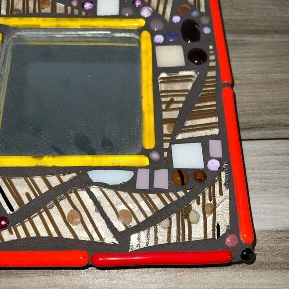 Abstract Signed Mirror Hand Made Ginger Kelly 2019 Artisan made 3D Brown Orange - Picture 4 of 8